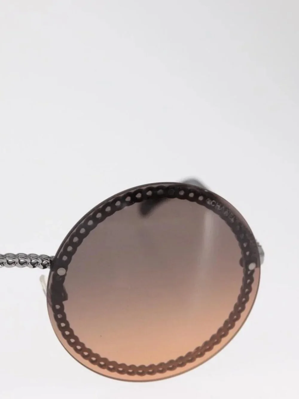 CHANEL Chain Sunglasses metal Brown CC Auth 165927SM